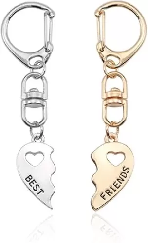 BFF Friendship Keychains for 2 - Best Friend Keychains BFF Gifts for 2 Matching Heart Best Friends Forever Pendant Keyrings Set