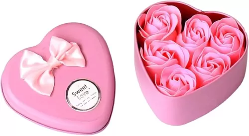 BILIKEYU 6 Rose Soap Flower Heart Shaped Box Valentine