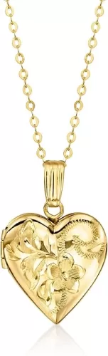 Canaria 10kt Yellow Gold Floral Heart Locket Necklace