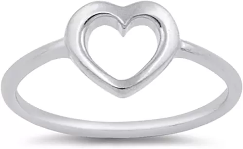 CCBFY Sterling Silver 925 Simple Minimalist Heart Finger Rings for Women Wedding Engagement Statement Jewelry Size 4-13