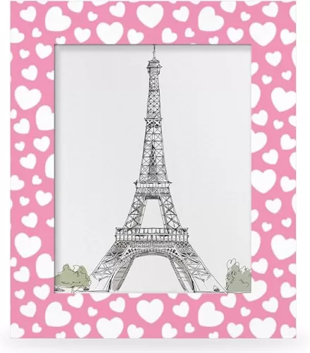 cfpolar Love Heart Pink Photo Frame, 8x10 Picture Frame for Tabletop Desktop Display, Decorative Special Gifts for Family, Home Office Living Room Decor Picture Frame