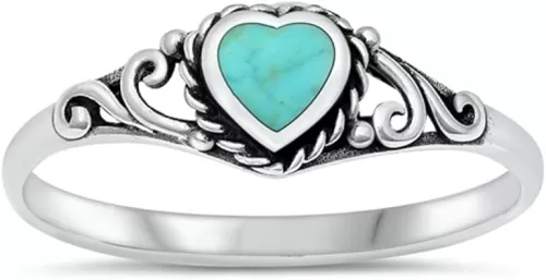 CHOOSE YOUR COLOR Sterling Silver Heart Promise Ring