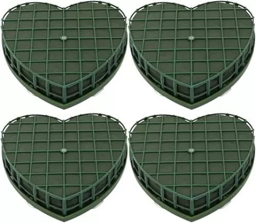 COHEALI Floral Foam Blocks: 4pcs Heart-Shaped Wet Foam Blocks with Suction Cup, Green Floral Arrangements Mud for Florist Centerpiece Party, Car Decoration