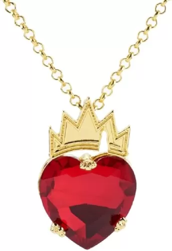 COLORFUL BLING Red Heart Golden Crown Necklace Descendants Queen of Hearts Ruby birthstones Costume Fan Jewelry Valentine