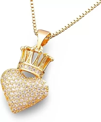 Creative Design, Kingdom Heart Crown Pendant Necklace For Women, Novelty Gifts, Party Jewelry -