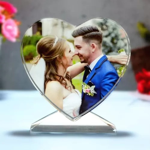 Crystal Custom Color Picture - Personalized Heart Shape Crystal Photo Frames, Birthday, Anniversaries, Wedding Gifts, Gifts for Girlfriend, Mother, Couples, Husband, Wife, Women, Her, Parents