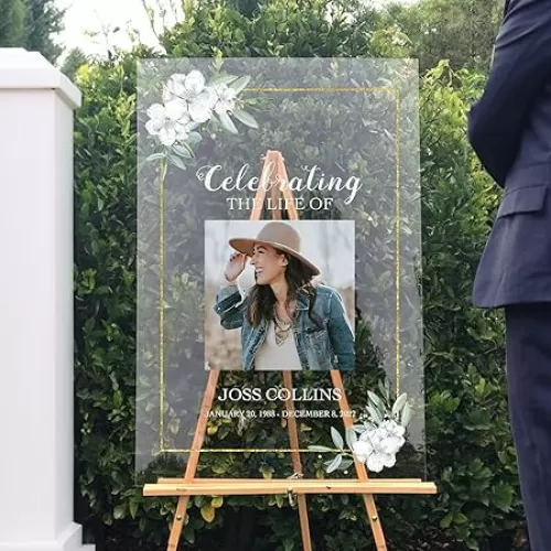 Custom Funeral Sign with Picture - Personalized Memorial Sign - Personalized Funeral Board for Love Ones - Memorial Funeral Sign - Custom funeral Decorations for Loss of Loved Ones