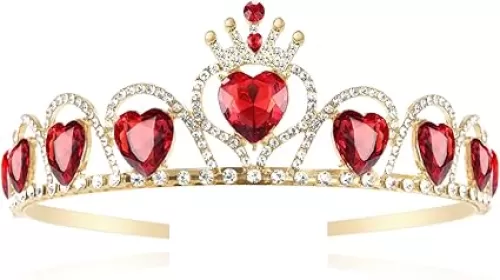 Descendants Queen of Hearts Costume Descendants 4 Gold Tiara Jewelry Set Rise of Red Cosplay for Girls Teen Halloween