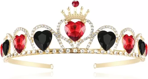 Descendants Red Crown with Black Hearts Descendants 4 Rise of Red Costume Queen of Hearts Gold Crown For Girls Teens Halloween Parties
