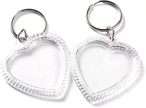 esowemsn 20pcs Heart-shaped Clear Acrylic Plastic Photo Frame Keyrings Photo Keychain Crystal Keychain Creative Portable Insertable Picture Holder DIY Key Chain Case