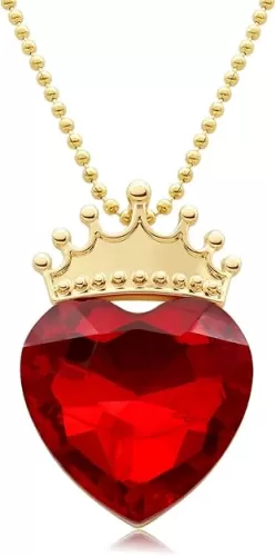 Evie Red Heart Necklace Descendants Costume Queen of Hearts Princess Halloween Jewelry for Valentine