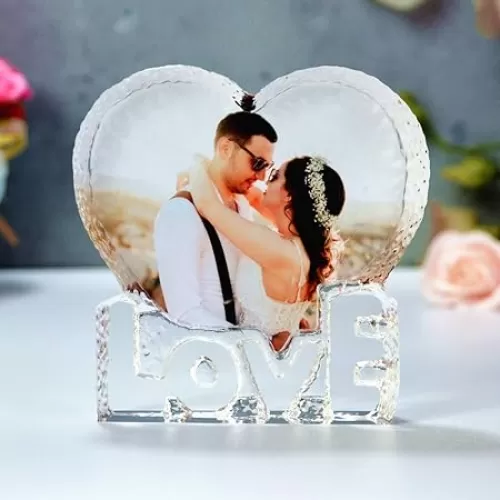 FANF&YKPY Personalized Crystal Custom Color Pictures - Heart-shaped Crystal Photo Frame, Birthdays, Wedding Anniversaries gift for her, Wedding Gifts, for Girlfriends, Husbands, Wife, Friends