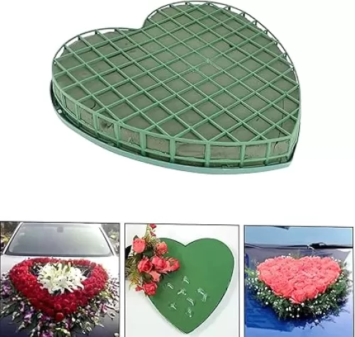 Floral Foam Bricks Heart-Shaped Flower Foam Floristry Wedding Car Floral Mud Decoration Plate with Suction Cup DIY Flower Arrangement for Wedding Flowers Bouquet(20x20cm)