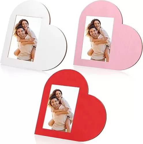 FOBSME 3 Pcs Heart Wooden Picture Frames 4 x 6 Inch Heart Shaped Photo Frame Valentine