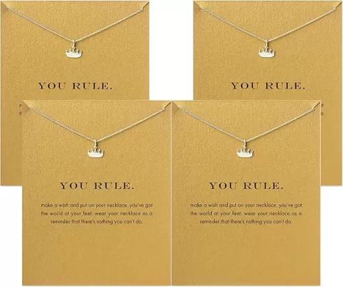 Friendship Clover Necklace Unicorn Good Luck Elephant Necklace with Message Card Gift Card (4pack)