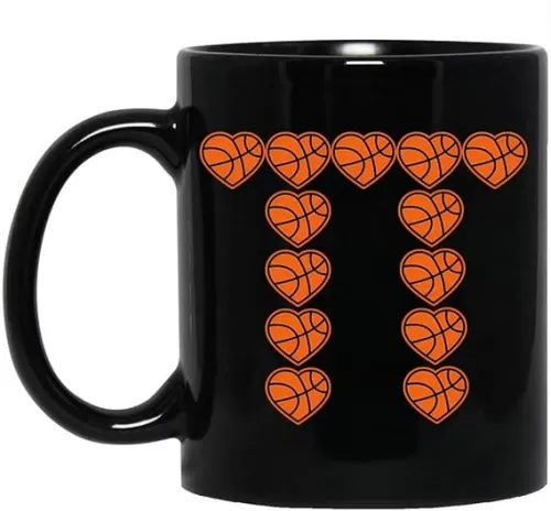 Funny Pi Day 3.14 Math Sign Basketball Heart Shaped Funny Coffee Mugs, Cute and Funny Mug Gift
