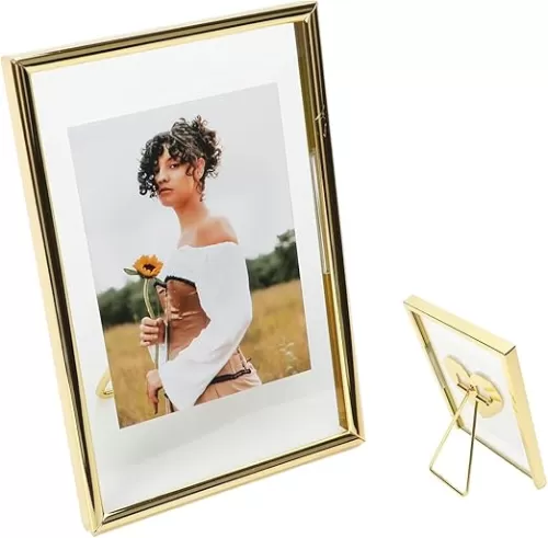 Gold Floating Frame (4"x6", Vertical) with Romantic Heart, For Picture 3x5, 2x3, 1x2, Tabletop Shelf Photo Frame, Classy Gift For Festival, Home or Wedding…