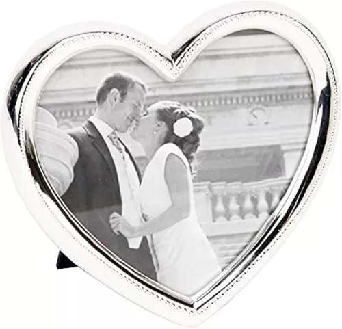 Haysom Interiors Contemporary Silver Plated Heart Shaped Photo Frame Holds a 4" x 4" Photograph