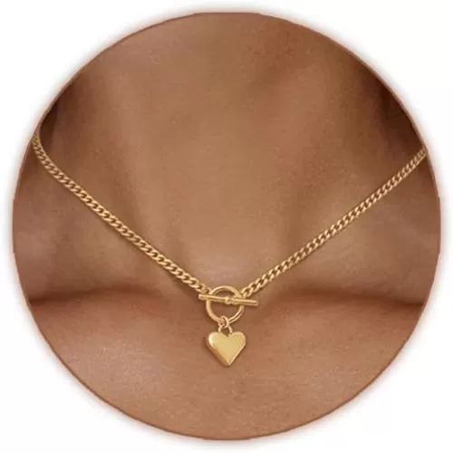 Heart Necklace for Women Gold/Silver Plated Trendy Heart Choker Lover Pendant Hypoallergenic Fashion Gold/Silver Necklace for Women Love Jewelry Gift for Women Girlfriend