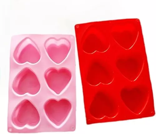 Heart Shaped Silicone Mold (Pink and Red) Set of 2 For Chocolate Cake Jelly Pudding Handmade Soap Gifts for Anniversary Valentines Day Mothers Day