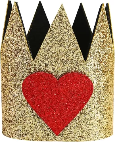 JiaDuo Red Hearts Queen Crown for Women Gold Glitter Headwear Halloween Costume Accessories