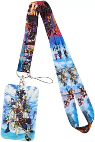 Kingdom Fantasy Hearts Characters Themed Lanyard w/ID Holder Keychain