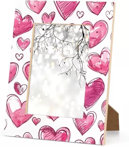 Lovely Heart Picture Frame 8x10 Pink Heart Photo Frame Fits 8 by 10 Inch Wall and Tabletop Display for Home Decor