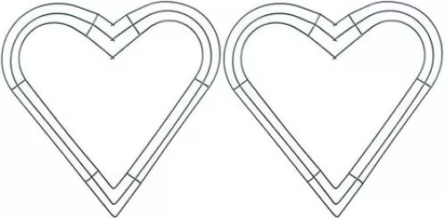 Luxshiny Heart Shaped Wire Wreath Frame 2pcs Metal Wreath Form Wreath Hoop Ring Florists Wire for Valentines Day Wedding New Year Christmas Party Garden Door Decorations