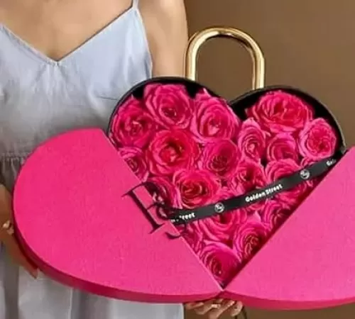 Luxury Artificial Rose Soap Flower Bouquet, Long Lasting Heart-Shaped Gift Box for Women, Perfect for Anniversary, Wedding & Birthday Gifts (Pink)