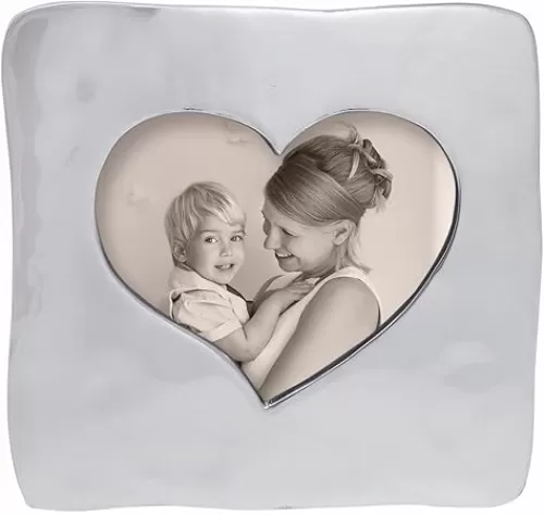 MARIPOSA LARGE SQUARE OPEN HEART FRAME | SILVER | BRILLANTE | FRAMES | DECORATIVE PHOTO FRAMES | RECYCLED SANDCAST ALUMINUM | HANDMADE IN MEXICO