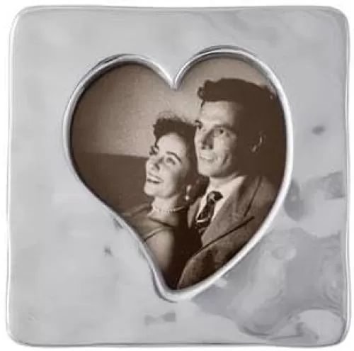 MARIPOSA Small Square Open Heart Frame | Silver | Brillante | Frames | Decorative Photo Frames | Recycled SANDCAST Aluminum | Handmade in Mexico