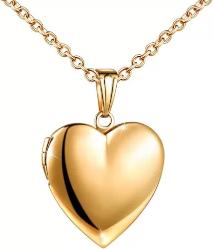 MicLee Women Photo Locket Necklace Heart Shape Locket Necklace Includes 19.7 Inch Stainless Steel Chain with Gift Box