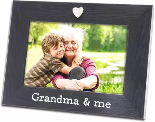 MIMOSA MOMENTS Silver Heart Black Grandma and me Picture Frame for 4x6 photo