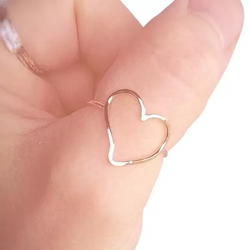 Minimalist Heart Ring, Gold Ring, Stacking Ring, Heart Ring, Open Heart Ring, Heart Rings, Artsy Heart Ring, Gift