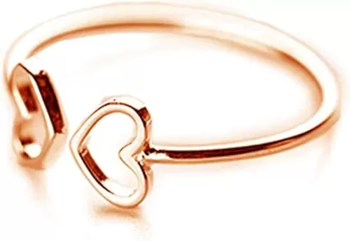 NewZenro Thin Double Heart Love Open Ring for Women S925 Sterling Silver Dainty Cute Tiny Adjustable Engagement Statement Promise Finger Knuckle Rings Daughter Birthday