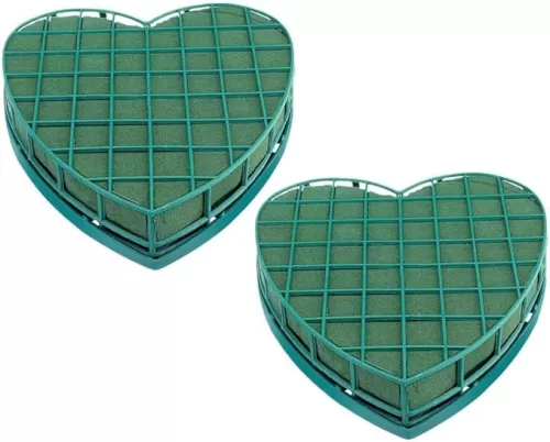 NUOBESTY Heart-Shaped Floral Foam with Suction Cup Base for Wedding Car Decoration, DIY Flower Arrangement, Wet Flower Mud Blocks, Compact Size 7.87x7.48x1.57inch