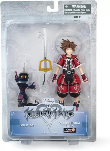 Official Exclusive Action Figure - 2-Pack Valor Form Sora & Heartless Soldier - Collectible Replica Figurine Toy for Game Franchise Fans - Statue Set Gift - Licensed Disney Merchandise