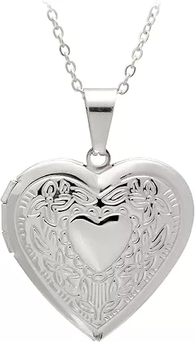 Paialco Stainless Steel Heart Shaped Locket Pendant Necklace for Women