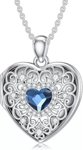 Personalized Heart Locket Necklace 925 Sterling Silver Customized Heart Photo Locket Necklace That Holds Pictures Locket Jewelry Gifts for Women