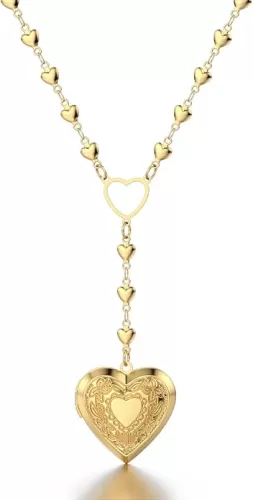 Personalized Heart Locket Necklace for Women Stainless Steel- Heart Necklace