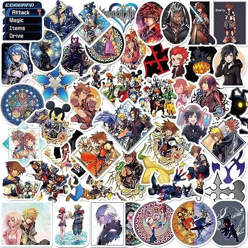 Phoenix Appeal - 50 Kingdom Stickers Hearts - Stickers - Sora - Riku - Gamer stickers - Video Game - Gamer Gifts KH4 Stickers - Heartless - station of awakening (1 set (50 Stickers))
