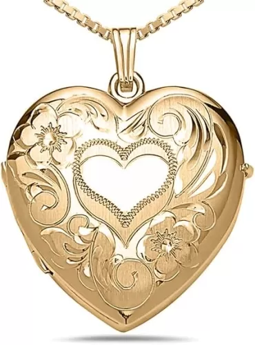 PicturesOnGold.com Personalized Heart-Shaped Custom Photo Pendant in 14K Gold Filled with 4-Page Heart Locket