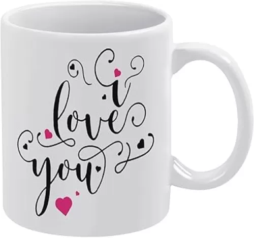 Pink I Love You Coffee Mug 11 Ounces Heart Shaped Mugs for Coffee Cute Ceramic Coffee Mug Heart Mug Colorful Coffee Cup Heart Gift for Mother's Day Women Mom Friends