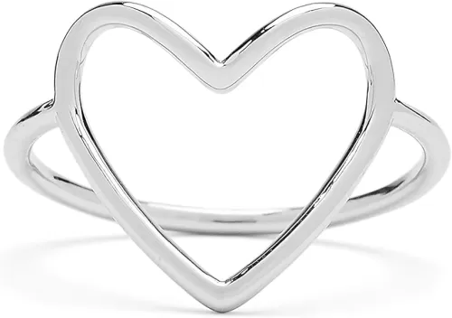 Pura Vida Rose Gold or Silver-Plated Statement Big Heart Stackable Ring - Brass Band, Stylish Design - Sizes 5-9