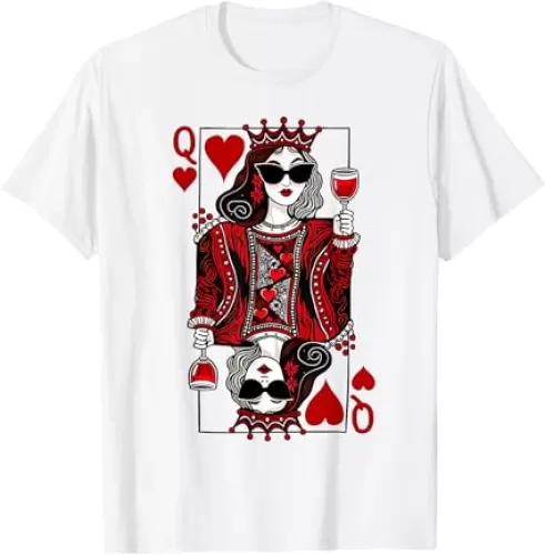 Queen of Hearts Wine Lover Womens Ladys T-Shirt