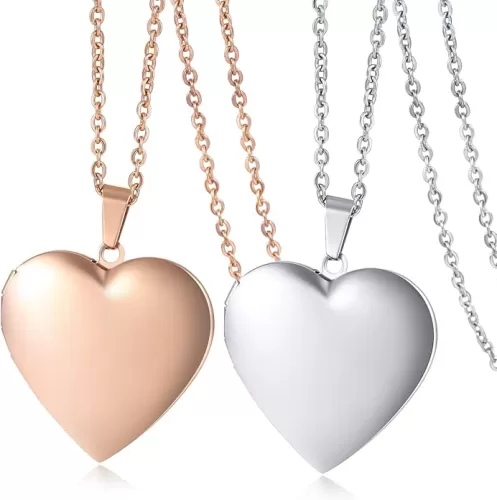Ralukiia Locket Necklace That Holds Pictures - 2PCS Heart Pendant Jewelry Photos Put Inside Necklace Christmas Gifts for Teens Daughter Women Birthday