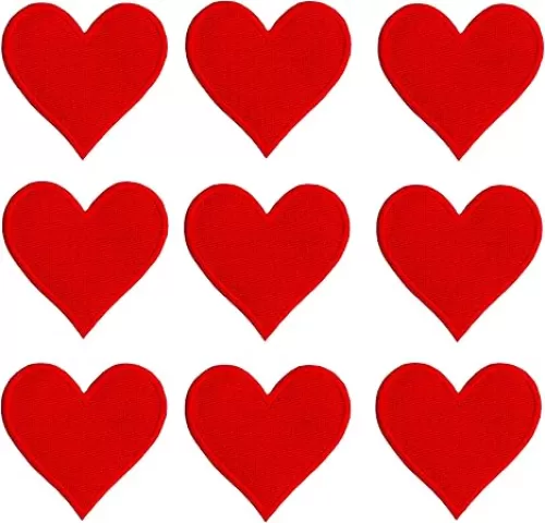 Red Hearts Patches, Embroidered Iron on/Sew on Heart Shape Patches Applique for Clothing, Jackets, Hats, Backpacks, Jeans