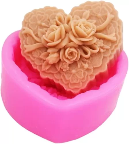 Rose Heart Shape Mold for Soap Candle Chocolate Candy Silicone Molds for Soaps Bombs Baking Fondant Mints