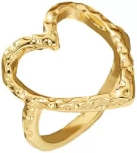 Simple Hollow Heart Finger Hammered Band Statement Ring for Women Her Trendy Stylish Minimalist Stackable Open Love Thumb Rings Valentine