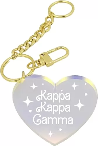 Sorority Shop Kappa Kappa Gamma Keychain - Iridescent Heart Sorority Name Design